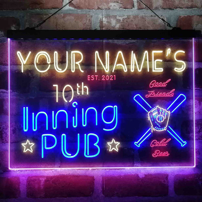 Personalized 10th Inning Pub Deluxe App-Enabled 3-Color LED Light Sign - Way Up Gifts