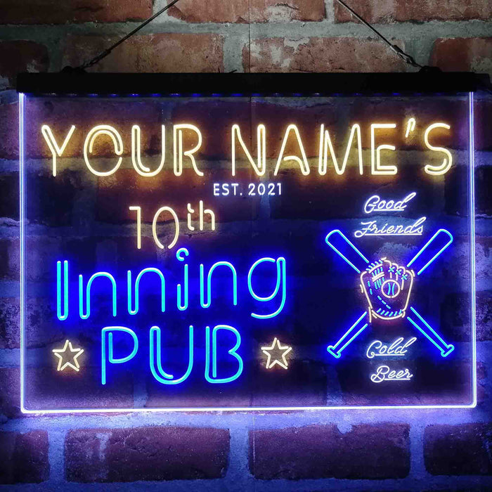 Personalized 10th Inning Pub Deluxe App-Enabled 3-Color LED Light Sign - Way Up Gifts