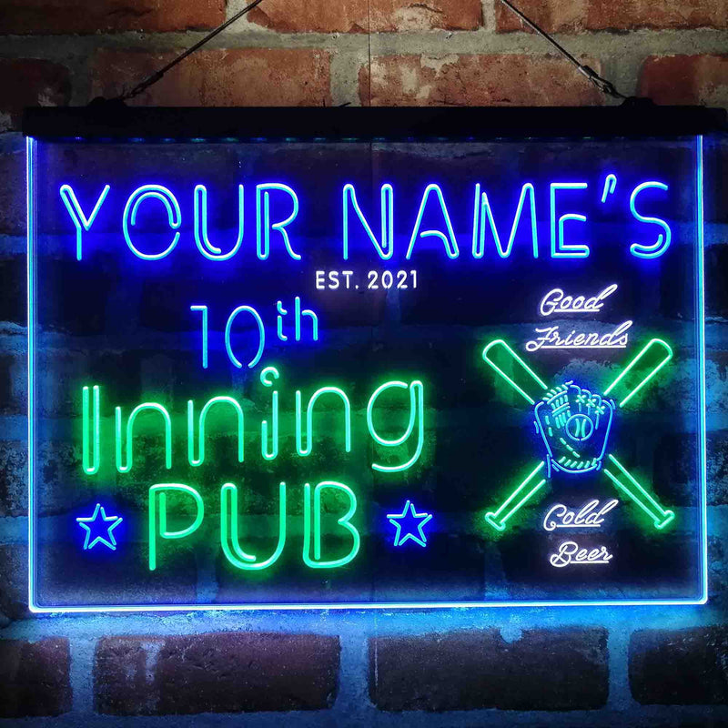 Personalized 10th Inning Pub Deluxe App-Enabled 3-Color LED Light Sign - LED Gift Works