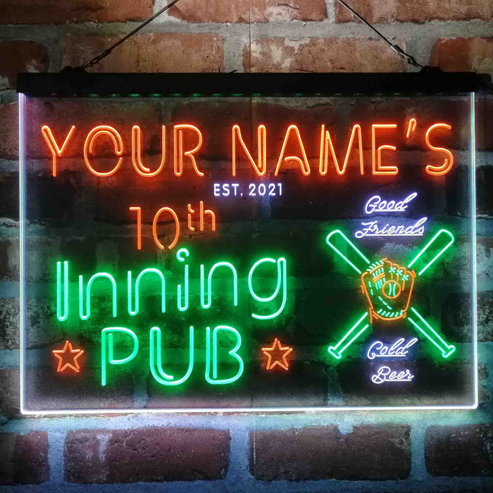 Personalized 10th Inning Pub Deluxe App-Enabled 3-Color LED Light Sign - Way Up Gifts
