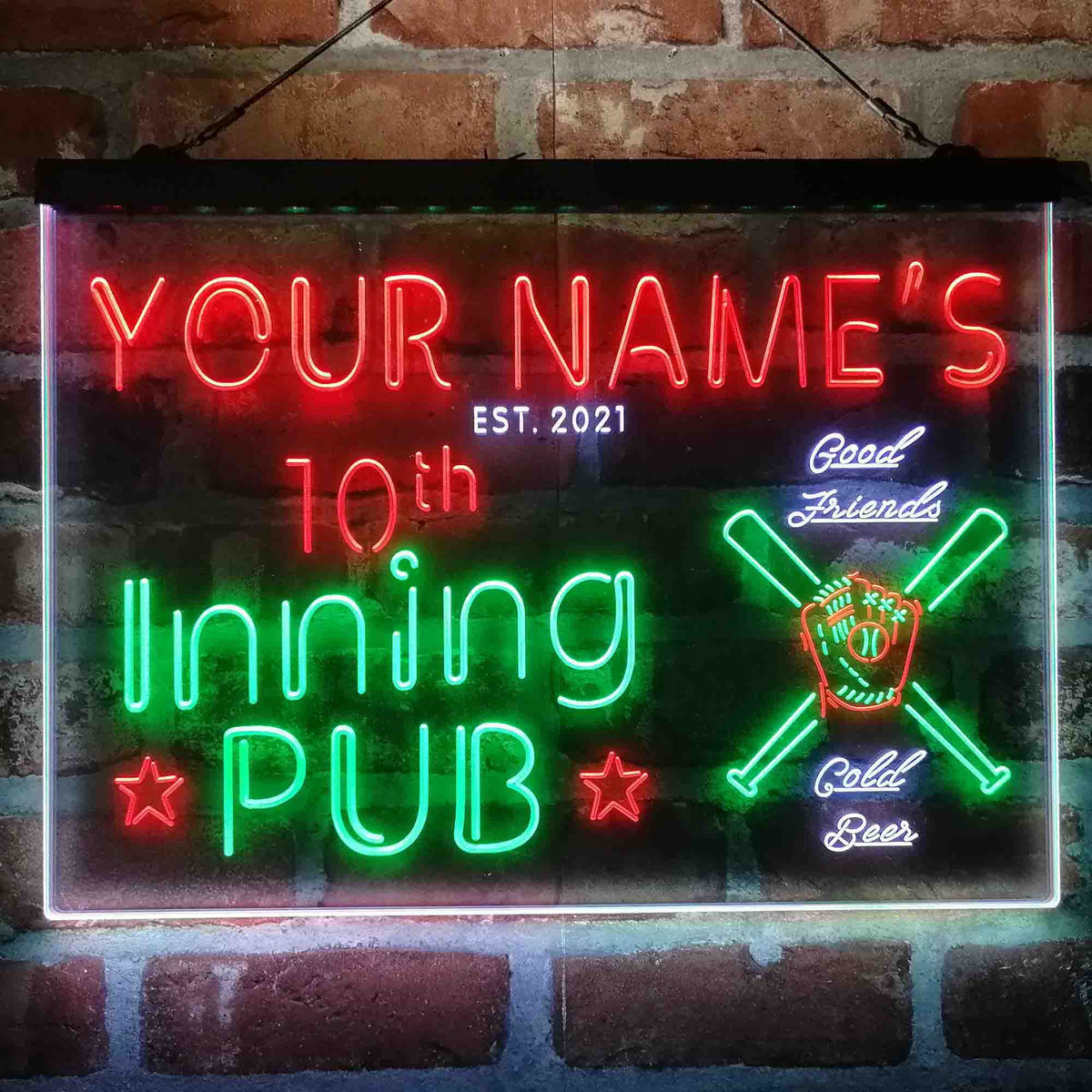 Personalized 10th Inning Pub Deluxe App-Enabled 3-Color LED Light Sign ...