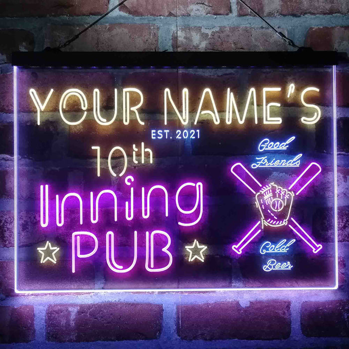 Personalized 10th Inning Pub Deluxe App-Enabled 3-Color LED Light Sign - Way Up Gifts
