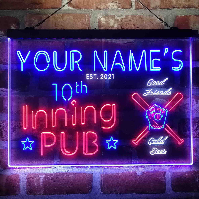 Personalized 10th Inning Pub Deluxe App-Enabled 3-Color LED Light Sign - LED Gift Works