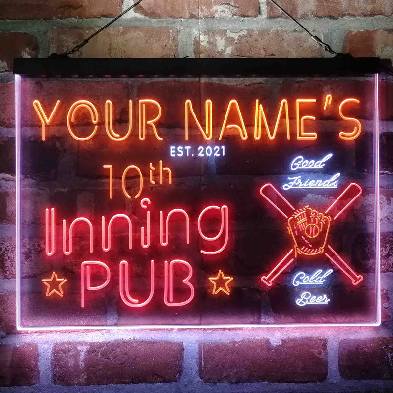 Personalized 10th Inning Pub Deluxe App-Enabled 3-Color LED Light Sign - LED Gift Works