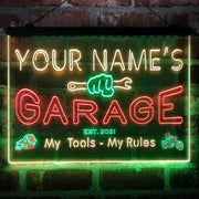 Personalized Garage Man Cave Deluxe App-Enabled 3-Color LED Light Sign - LED Gift Works
