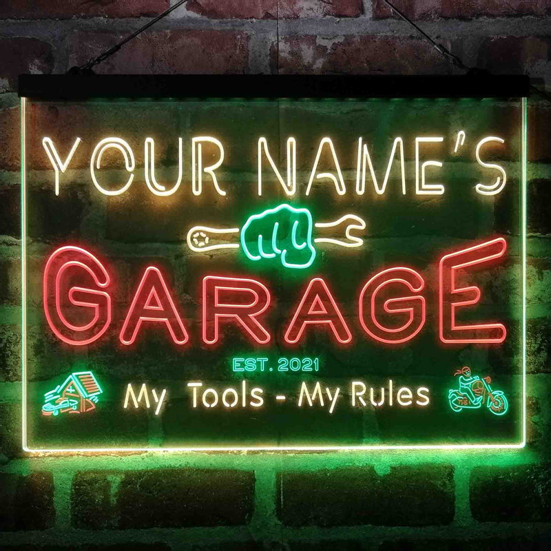 Personalized Garage Man Cave Deluxe App-Enabled 3-Color LED Light Sign - LED Gift Works