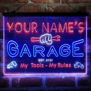 Personalized Garage Man Cave Deluxe App-Enabled 3-Color LED Light Sign - LED Gift Works