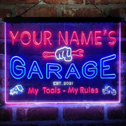 Personalized Garage Man Cave Deluxe App-Enabled 3-Color LED Light Sign - LED Gift Works