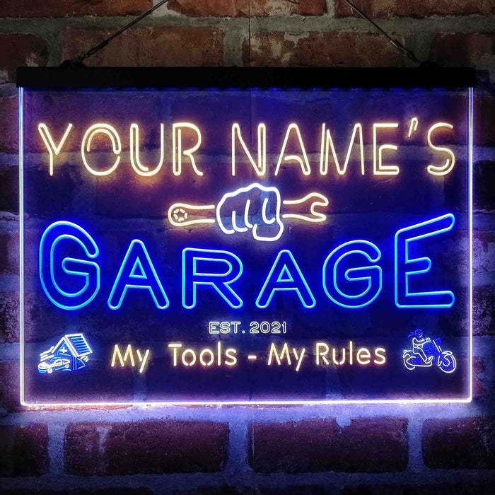 Personalized Garage Man Cave Deluxe App-Enabled 3-Color LED Light Sign - Way Up Gifts