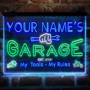 Personalized Garage Man Cave Deluxe App-Enabled 3-Color LED Light Sign - LED Gift Works