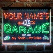 Personalized Garage Man Cave Deluxe App-Enabled 3-Color LED Light Sign - LED Gift Works