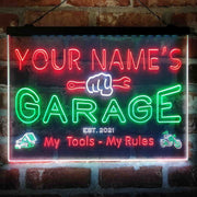 Personalized Garage Man Cave Deluxe App-Enabled 3-Color LED Light Sign - LED Gift Works