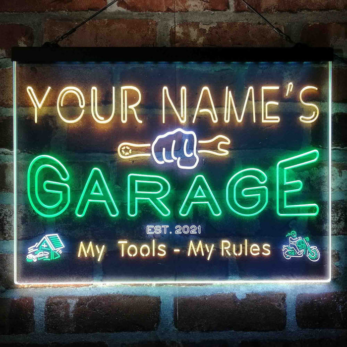 Personalized Garage Man Cave Deluxe App-Enabled 3-Color LED Light Sign - Way Up Gifts