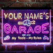 Personalized Garage Man Cave Deluxe App-Enabled 3-Color LED Light Sign - LED Gift Works