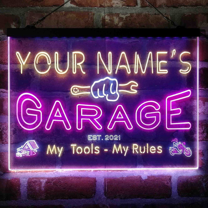 Personalized Garage Man Cave Deluxe App-Enabled 3-Color LED Light Sign - Way Up Gifts