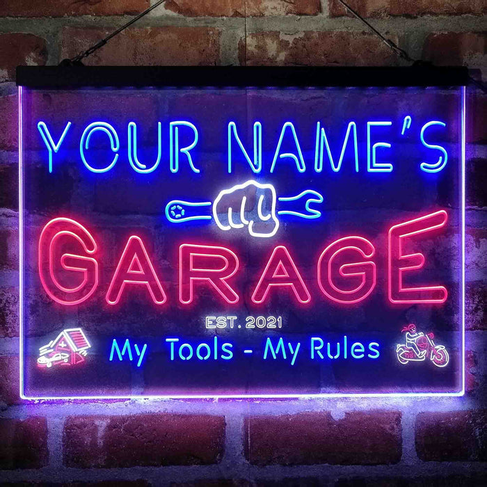 Personalized Garage Man Cave Deluxe App-Enabled 3-Color LED Light Sign - Way Up Gifts