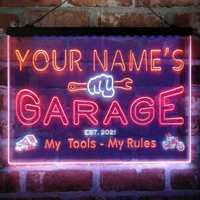Personalized Garage Man Cave Deluxe App-Enabled 3-Color LED Light Sign - Way Up Gifts