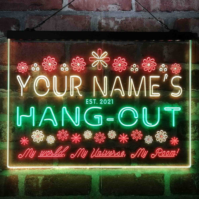 Personalized Hang-Out Man Cave Deluxe App-Enabled 3-Color LED Light Sign - LED Gift Works