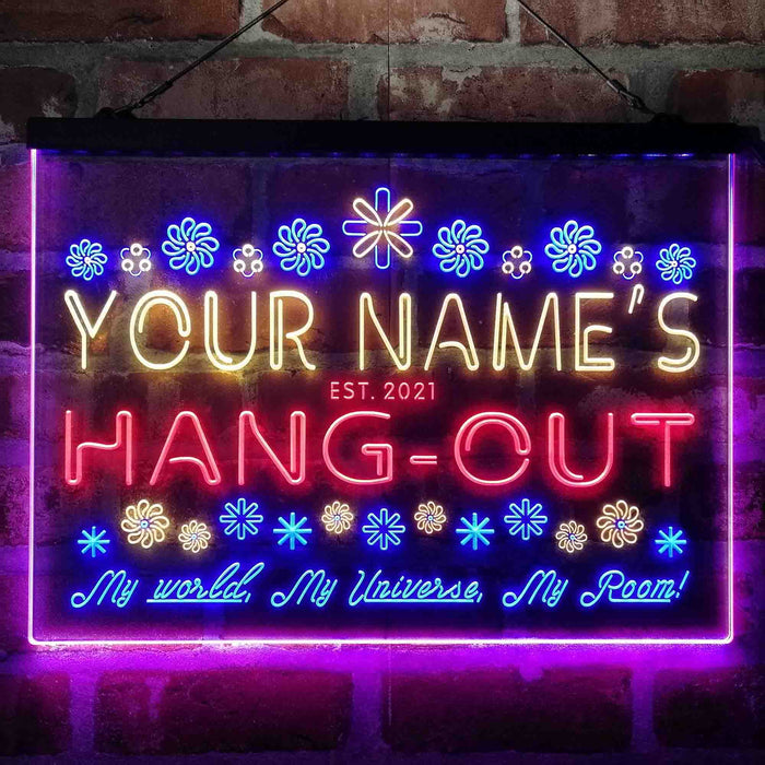 Personalized Hang-Out Man Cave Deluxe App-Enabled 3-Color LED Light Sign - Way Up Gifts