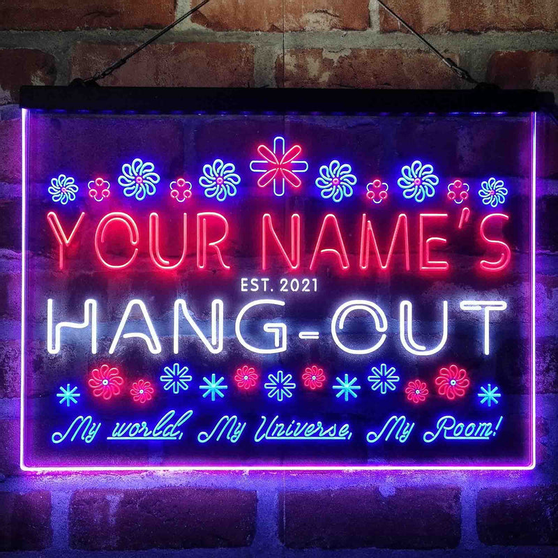 Personalized Hang-Out Man Cave Deluxe App-Enabled 3-Color LED Light Sign - LED Gift Works