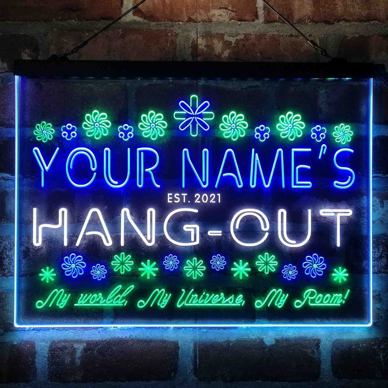 Personalized Hang-Out Man Cave Deluxe App-Enabled 3-Color LED Light Sign - LED Gift Works