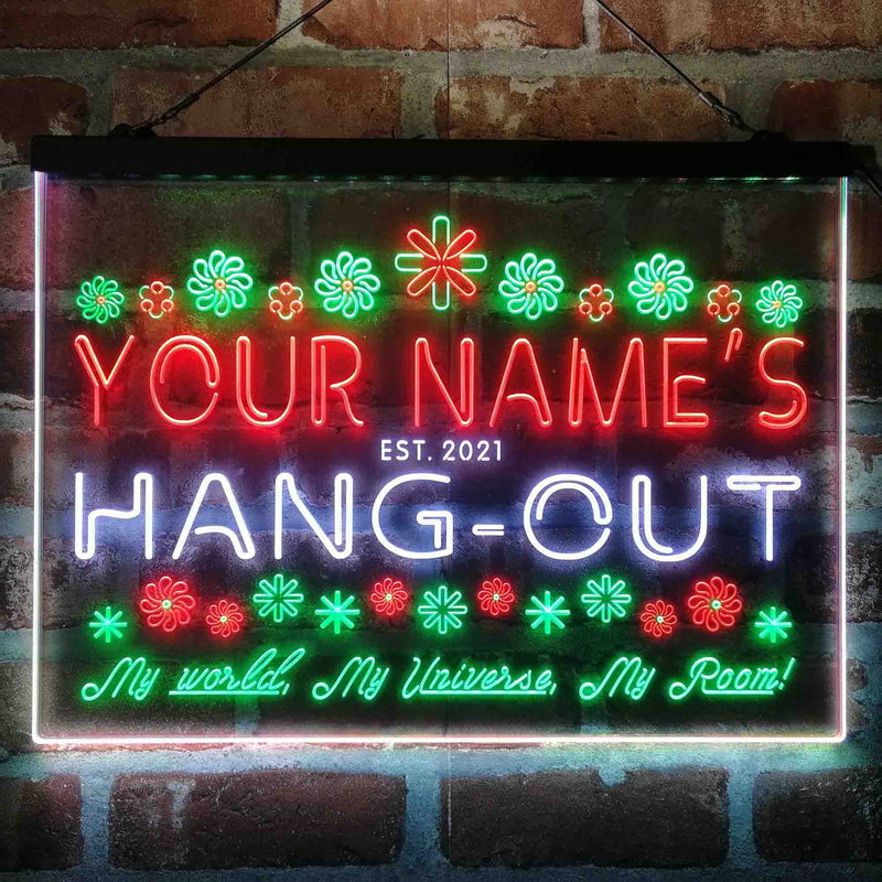 Personalized Hang-Out Man Cave Deluxe App-Enabled 3-Color LED Light Sign - LED Gift Works