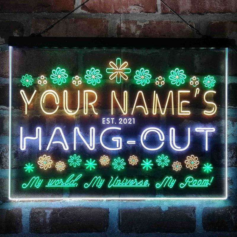 Personalized Hang-Out Man Cave Deluxe App-Enabled 3-Color LED Light Sign - LED Gift Works