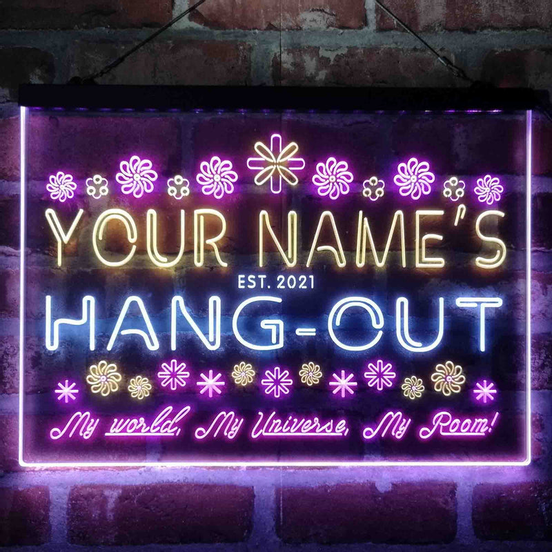 Personalized Hang-Out Man Cave Deluxe App-Enabled 3-Color LED Light Sign - LED Gift Works