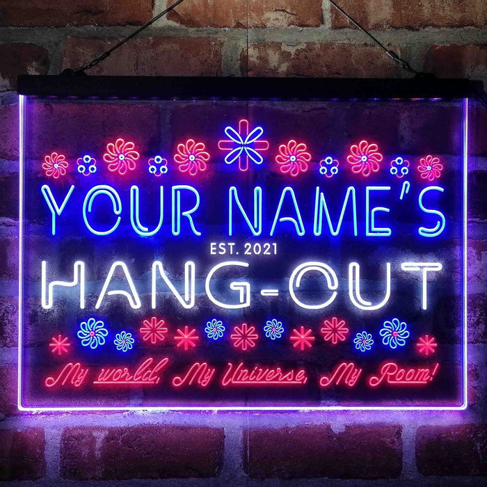 Personalized Hang-Out Man Cave Deluxe App-Enabled 3-Color LED Light Sign - Way Up Gifts