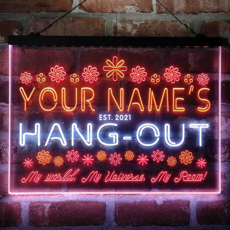 Personalized Hang-Out Man Cave Deluxe App-Enabled 3-Color LED Light Sign - LED Gift Works
