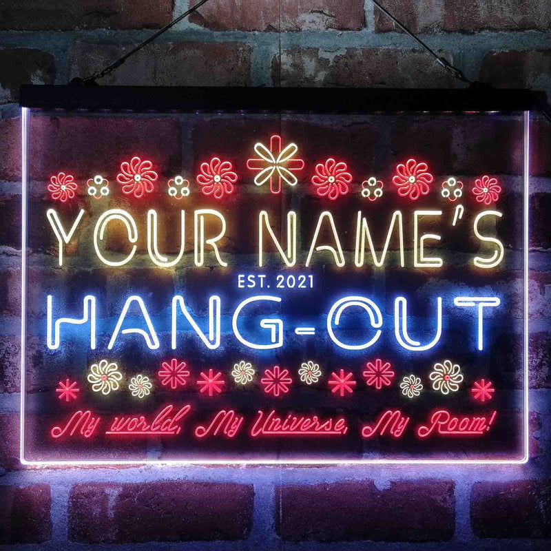Personalized Hang-Out Man Cave Deluxe App-Enabled 3-Color LED Light Sign - LED Gift Works