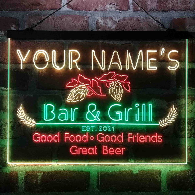 Personalized Grill Kitchen Beer Deluxe App-Enabled 3-Color LED Light Sign - LED Gift Works