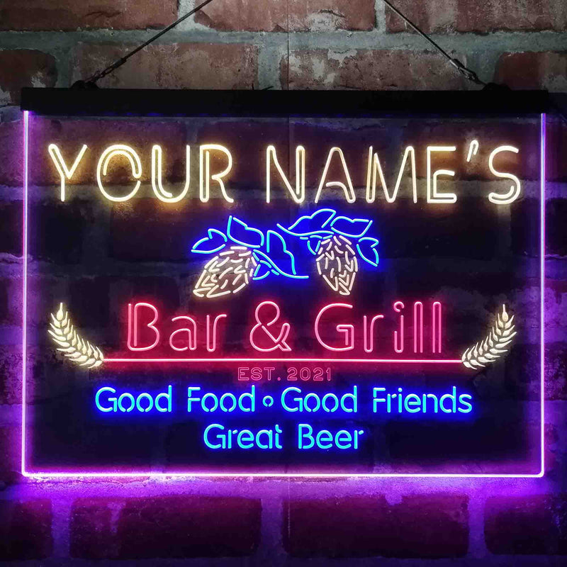 Personalized Grill Kitchen Beer Deluxe App-Enabled 3-Color LED Light Sign - LED Gift Works