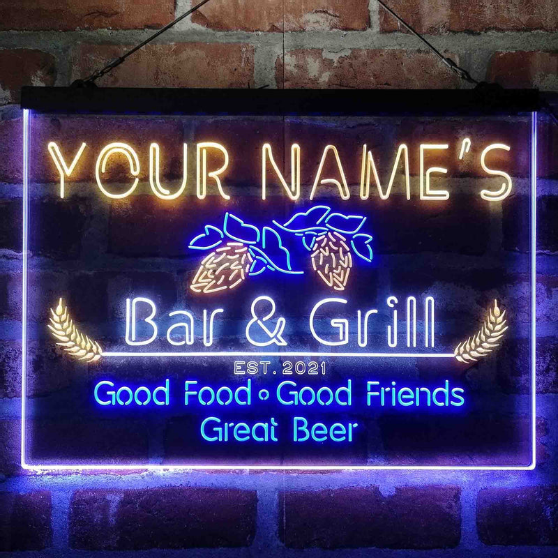 Personalized Grill Kitchen Beer Deluxe App-Enabled 3-Color LED Light Sign - LED Gift Works