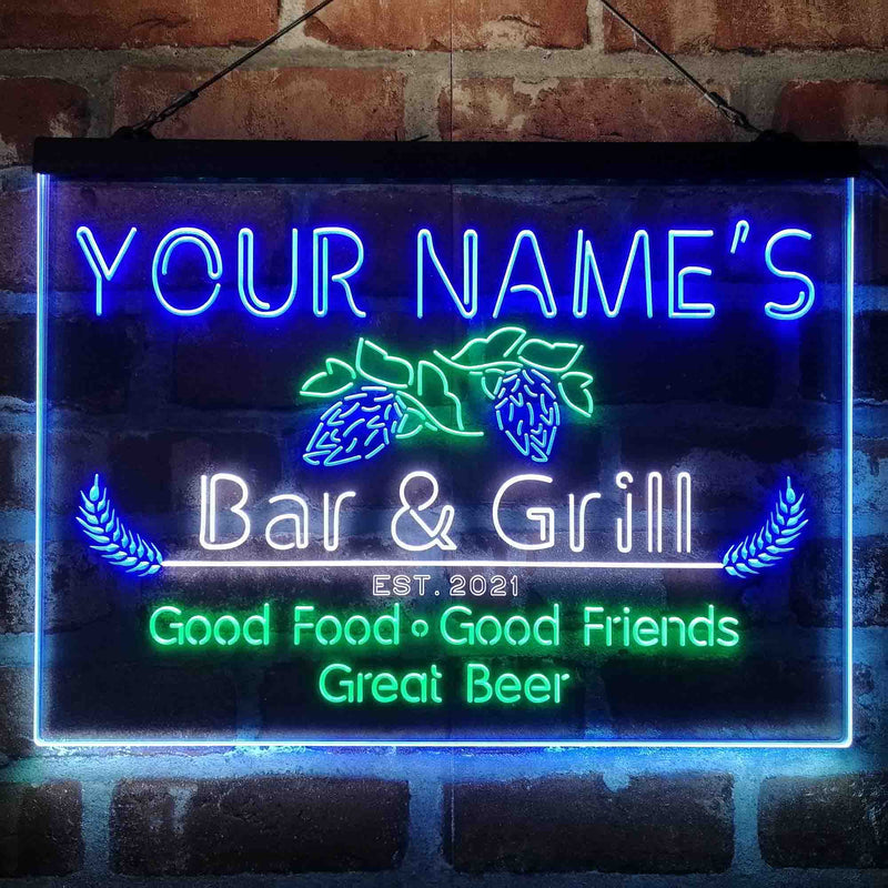 Personalized Grill Kitchen Beer Deluxe App-Enabled 3-Color LED Light Sign - LED Gift Works