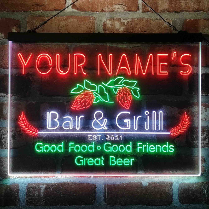Personalized Grill Kitchen Beer Deluxe App-Enabled 3-Color LED Light Sign - LED Gift Works