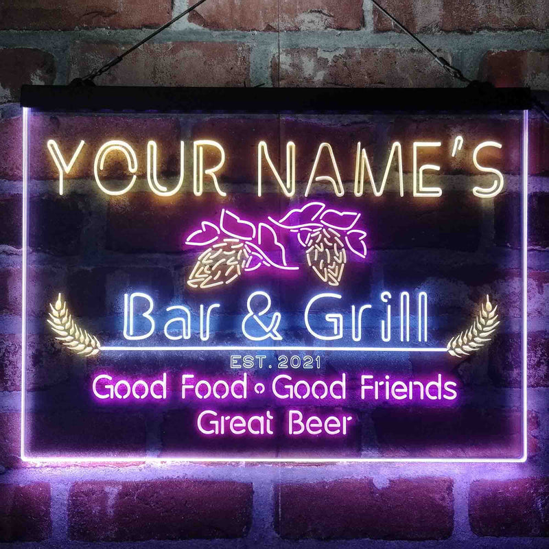 Personalized Grill Kitchen Beer Deluxe App-Enabled 3-Color LED Light Sign - LED Gift Works