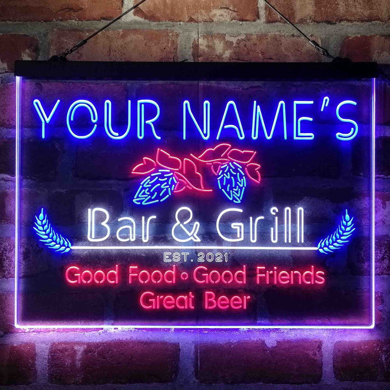 Personalized Grill Kitchen Beer Deluxe App-Enabled 3-Color LED Light Sign - LED Gift Works