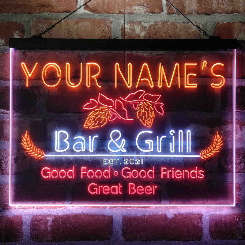 Personalized Grill Kitchen Beer Deluxe App-Enabled 3-Color LED Light Sign - LED Gift Works