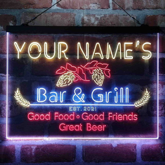 Personalized Grill Kitchen Beer Deluxe App-Enabled 3-Color LED Light Sign - Way Up Gifts
