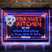 Personalized Kitchen Flower Bistro Deluxe App-Enabled 3-Color LED Light Sign - LED Gift Works