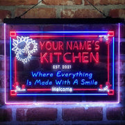 Personalized Kitchen Flower Bistro Deluxe App-Enabled 3-Color LED Light Sign - LED Gift Works