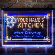 Personalized Kitchen Flower Bistro Deluxe App-Enabled 3-Color LED Light Sign - LED Gift Works