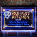 Personalized Kitchen Flower Bistro Deluxe App-Enabled 3-Color LED Light Sign - Way Up Gifts