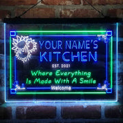 Personalized Kitchen Flower Bistro Deluxe App-Enabled 3-Color LED Light Sign - LED Gift Works