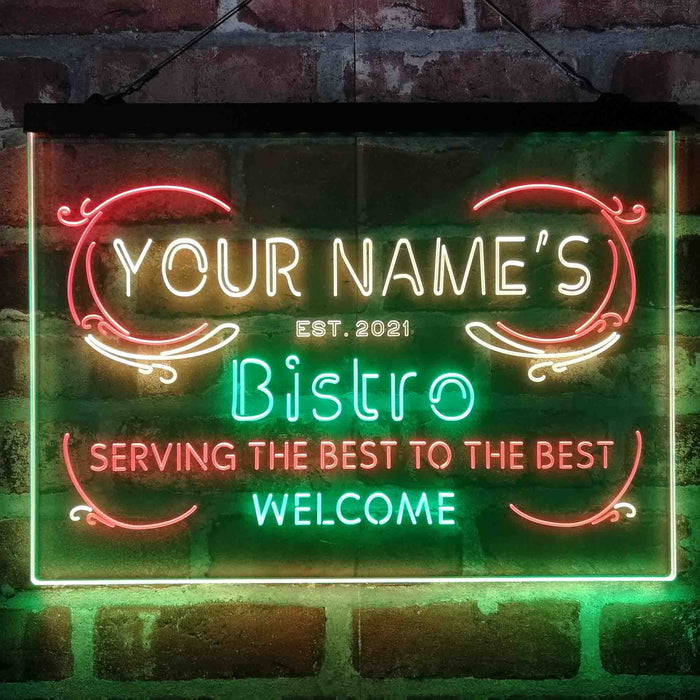 Personalized Bistro Kitchen Deco Deluxe App-Enabled 3-Color LED Light Sign - Way Up Gifts