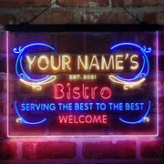 Personalized Bistro Kitchen Deco Deluxe App-Enabled 3-Color LED Light Sign - LED Gift Works
