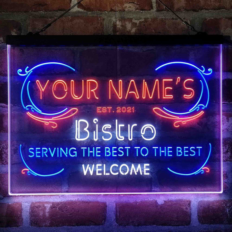 Personalized Bistro Kitchen Deco Deluxe App-Enabled 3-Color LED Light Sign - LED Gift Works