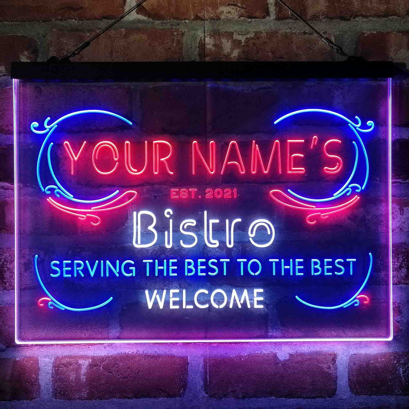 Personalized Bistro Kitchen Deco Deluxe App-Enabled 3-Color LED Light Sign - LED Gift Works