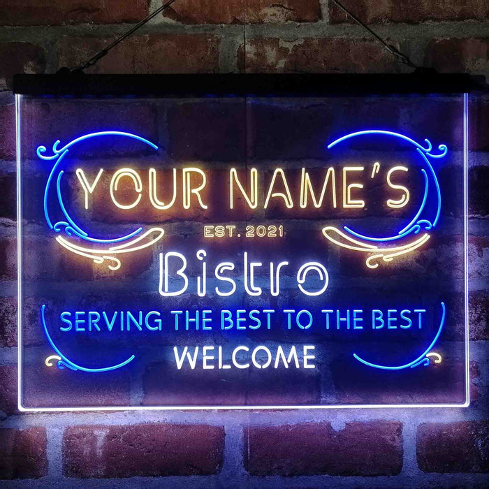 Personalized Bistro Kitchen Deco Deluxe App-Enabled 3-Color LED Light Sign - Way Up Gifts